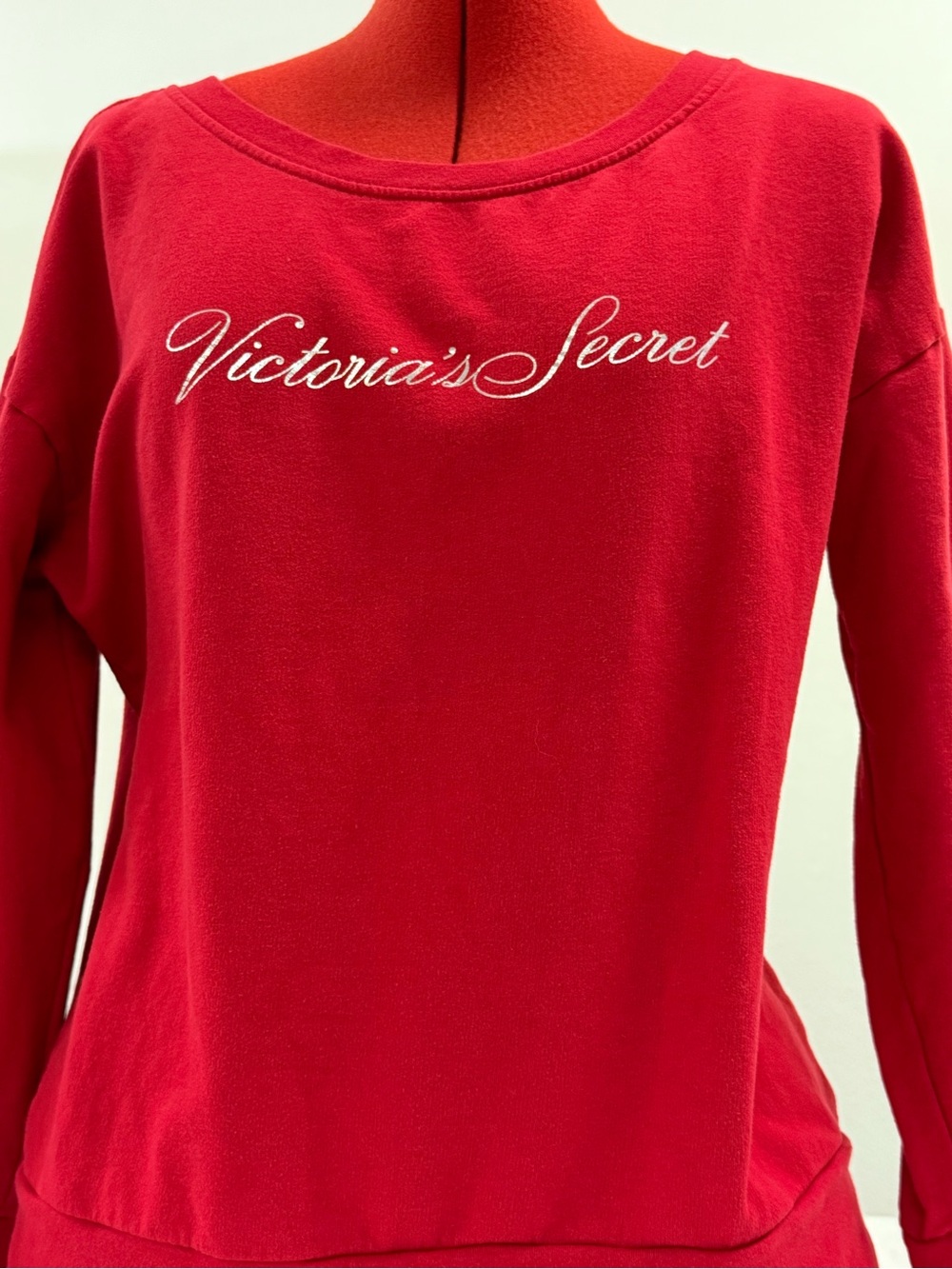 Victoria's Secret Red Script Logo Long Sleeve Top